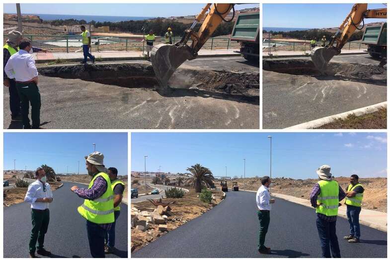 Obras de mejora de un badén en el vial costero en el  vial costero (Foto TA)